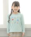 子供服 女の子 お花モチーフ＆プリント裏毛トレーナー グリーン(08) モデル画像アップ