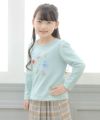 子供服 女の子 お花モチーフ＆プリント裏毛トレーナー グリーン(08) モデル画像1