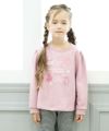 子供服 女の子 音符＆ロゴプリントバレエモチーフつき裏毛トレーナー ピンク(02) モデル画像アップ