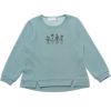 子供服 女の子 あったか裏シャギーお花＆ロゴプリントトレーナー グリーン(08) 正面