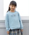 子供服 女の子 あったか裏シャギーお花＆ロゴプリントトレーナー グリーン(08) モデル画像アップ