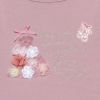 ベビー服 女の子 ロゴ刺繍お花ドレスモチーフつきチュールドッキングワンピース ピンク(02) デザインポイント1