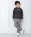 子供服 男の子 裏微起毛ストレッチツイルフルレングスベイカーパンツ グレー(09) モデル画像1