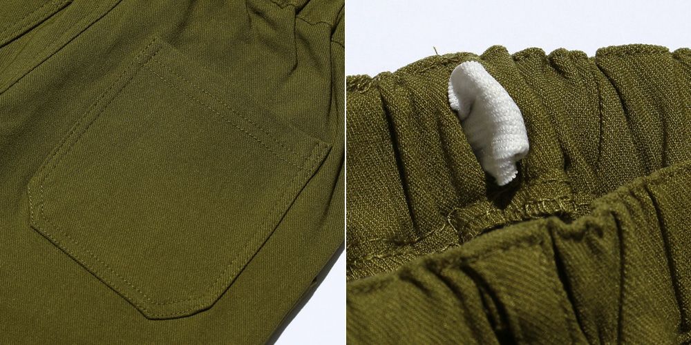 子供服 男の子 裏微起毛ストレッチツイルフルレングスベイカーパンツ カーキ(82) デザインポイント2