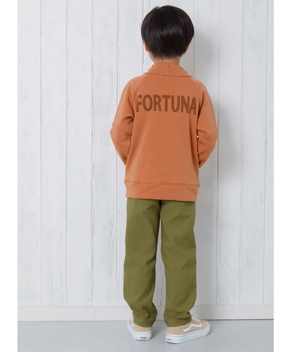 子供服 男の子 裏微起毛ストレッチツイルフルレングスベイカーパンツ カーキ(82) モデル画像4