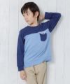 子供服 男の子 ポケット付きバックプリント裏毛トレーナー ブルー(61) モデル画像アップ