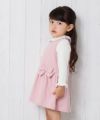 ベビー服 女の子 ベビーサイズリボン付き微起毛素材ワンピース ピンク(02) モデル画像2