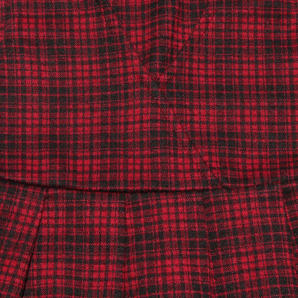 子供服 女の子 レトロチェック柄カシュクールタックワンピース レッド(03) デザインポイント1