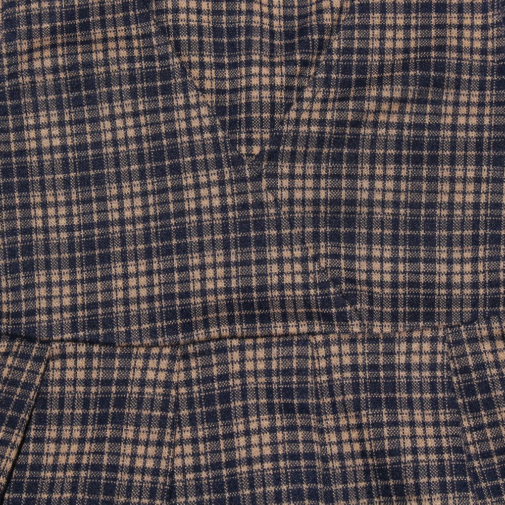 子供服 女の子 レトロチェック柄カシュクールタックワンピース ネイビー(06) デザインポイント1