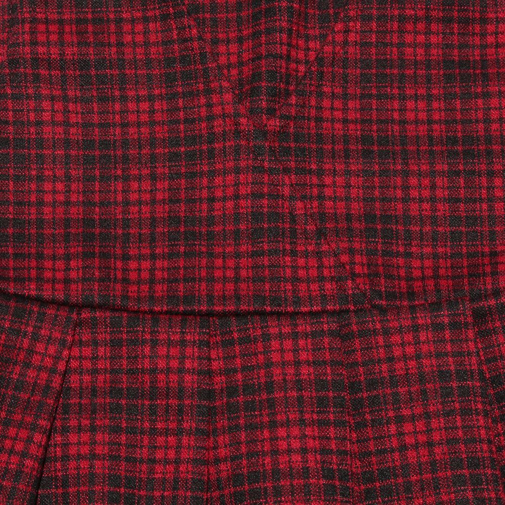 ベビー服 女の子 ベビーサイズレトロチェック柄カシュクールタックワンピース レッド(03) デザインポイント1