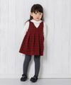 ベビー服 女の子 ベビーサイズレトロチェック柄カシュクールタックワンピース レッド(03) モデル画像全身