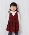 ベビー服 女の子 ベビーサイズレトロチェック柄カシュクールタックワンピース レッド(03) モデル画像1