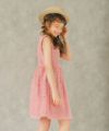 子供服 女の子 リボン付きレース裏地付きワンピース ピンク(02) モデル画像1