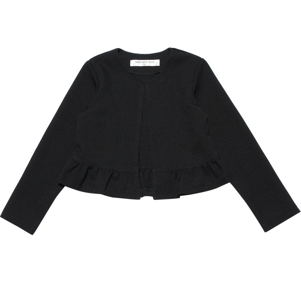 子供服 女の子 日本製フリルつきホック留めジャケット ブラック(00) 正面