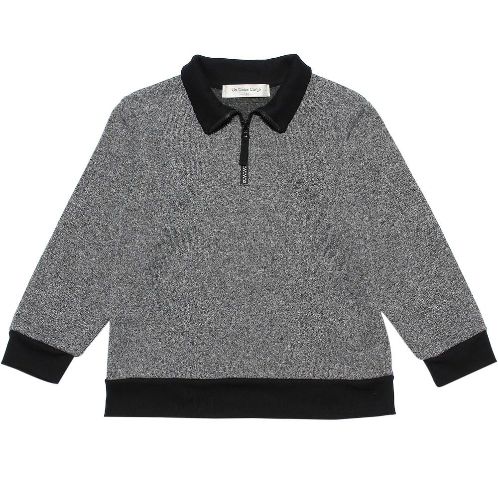 子供服 男の子 襟付きあったか裏起毛トレーナー 杢ｸﾞﾚｰ(92) 正面