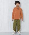 子供服 男の子 カンガルーポケットつきあったか裏シャギートレーナー オレンジ(07) モデル画像全身