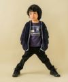 子供服 男の子 ロゴワッペンつきボアジップアップジャケット ネイビー(06) モデル画像3