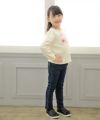 子供服 女の子 音符刺繍ストレッチデニム10分丈パンツ ネイビー(06) モデル画像1