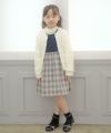 子供服 女の子 オリジナルチェック柄リボン付きワンピース ネイビー(06) モデル画像3