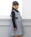 子供服 女の子 千鳥柄リボン付きAラインワンピース ホワイト×ブラック(10) モデル画像アップ