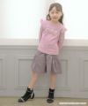 子供服 女の子 肩フリル付きバレエ＆白鳥＆音符刺繍Tシャツ ピンク(02) モデル画像全身
