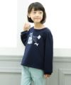 子供服 女の子 ドレス風刺繍＆お花モチーフ＆リボン付き裏毛トレーナー ネイビー(06) モデル画像3