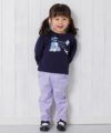 ベビー服 女の子 ベビーサイズドレス風刺繍＆お花モチーフ＆リボン付き裏毛トレーナー ネイビー(06) モデル画像全身