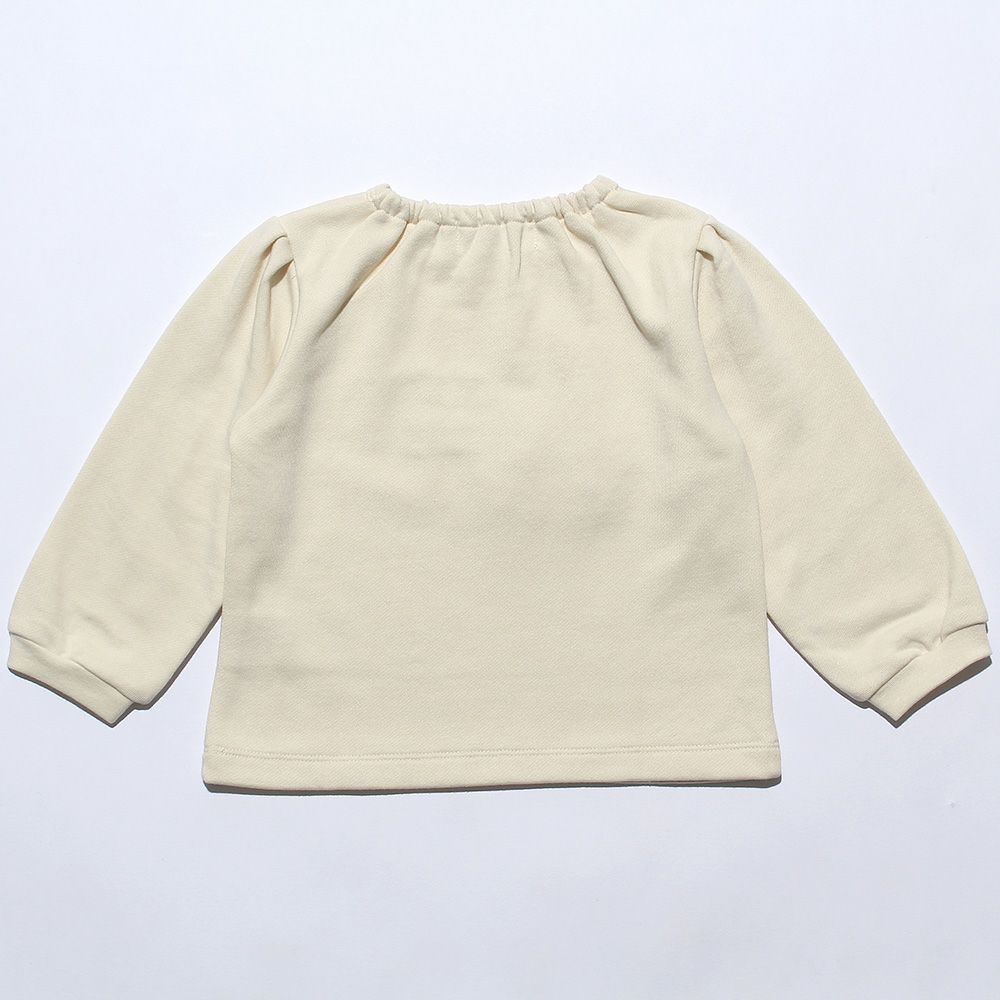 ベビー服 女の子 ベビーサイズドレス風刺繍＆お花モチーフ＆リボン付き裏毛トレーナー アイボリー(12) 背面