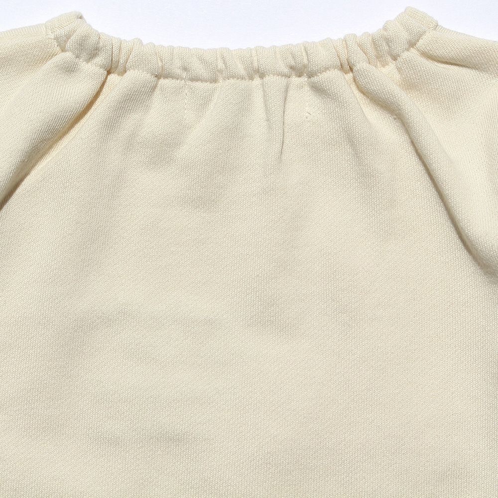 ベビー服 女の子 ベビーサイズドレス風刺繍＆お花モチーフ＆リボン付き裏毛トレーナー アイボリー(12) デザインポイント2