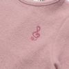 ベビー服 女の子 音符刺繍ギャザーAライン起毛素材ワンピース ピンク(02) デザインポイント1