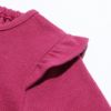 ベビー服 女の子 肩フリル＆お花モチーフ付き起毛素材Aラインワンピース ピンク(02) デザインポイント2