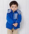 ベビー服 男の子 フード付きジップアップ中綿ジャケットコート ブルー(61) モデル画像アップ