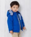 ベビー服 男の子 フード付きジップアップ中綿ジャケットコート ブルー(61) モデル画像1