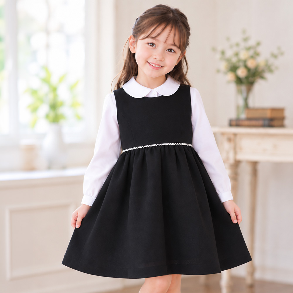 子供服 女の子 日本製レース付きギャザーワンピース
