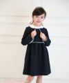 子供服 女の子 日本製レース付きギャザーワンピース ネイビー(06) モデル画像4