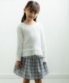 子供服 女の子 リボン＆チュールフリルTシャツ オフホワイト(11) モデル画像アップ