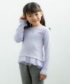 子供服 女の子 リボン＆チュールフリルTシャツ パープル(91) モデル画像アップ