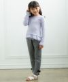 子供服 女の子 リボン＆チュールフリルTシャツ パープル(91) モデル画像全身