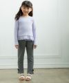 子供服 女の子 リボン＆チュールフリルTシャツ パープル(91) モデル画像2