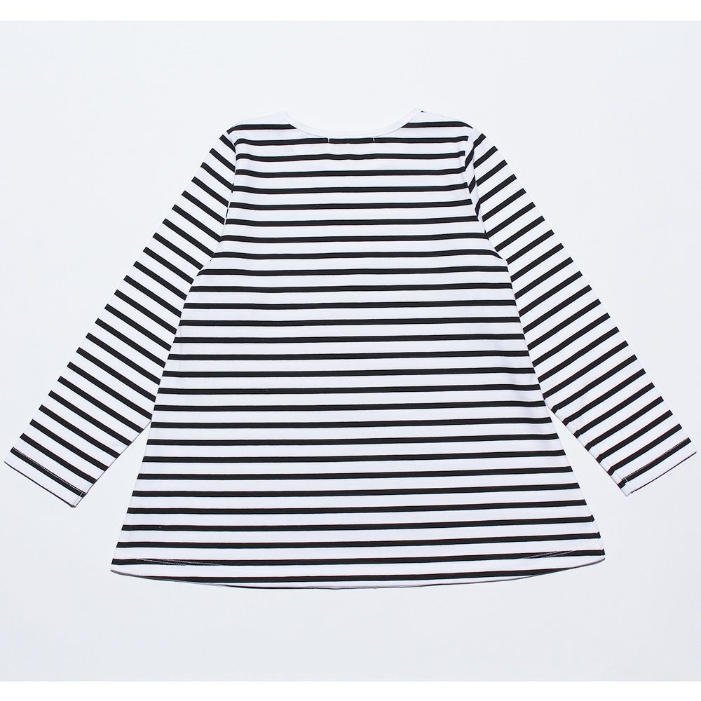 子供服 女の子 綿100％ボーダー柄ポシェットモチーフ付きTシャツ オフホワイト(11) 背面