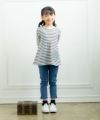 子供服 女の子 綿100％ボーダー柄ポシェットモチーフ付きTシャツ オフホワイト(11) モデル画像3