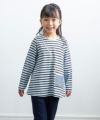 子供服 女の子 綿100％ボーダー柄ポシェットモチーフ付きTシャツ ブルー(61) モデル画像2