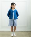 子供服 女の子 リボン＆フリルつきミニ裏毛カーディガン ネイビー(06) モデル画像全身