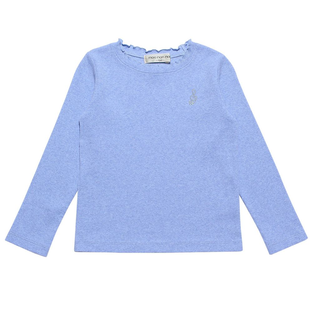 子供服 女の子 音符刺繍リブTシャツ ブルー(61) 正面