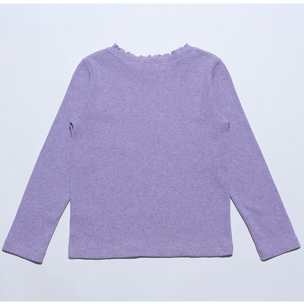 子供服 女の子 音符刺繍リブTシャツ パープル(91) 背面