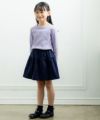 子供服 女の子 音符刺繍リブTシャツ パープル(91) モデル画像全身