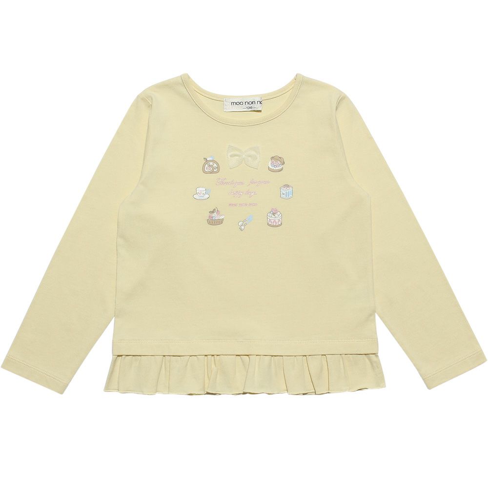ベビー服 女の子 綿100％ドーナツスイーツプリントTシャツ イエロー(04) 正面