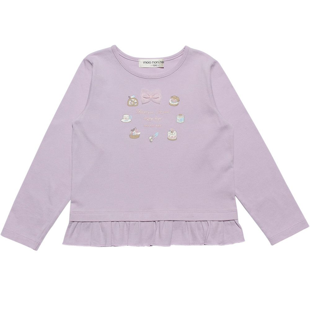 ベビー服 女の子 綿100％ドーナツスイーツプリントTシャツ パープル(91) 正面