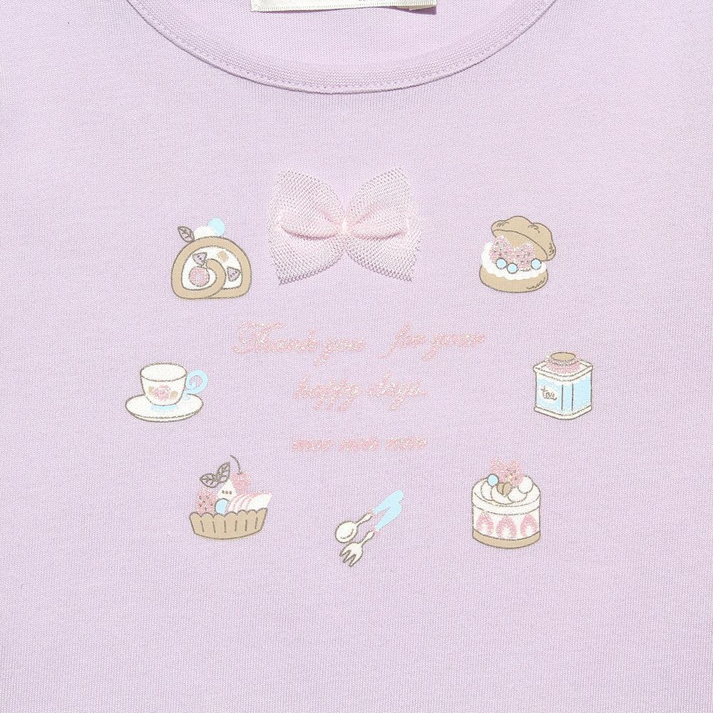 ベビー服 女の子 綿100％ドーナツスイーツプリントTシャツ パープル(91) デザインポイント1