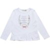 子供服 女の子 綿100％ロゴ＆お花プリントTシャツ オフホワイト(11) 正面